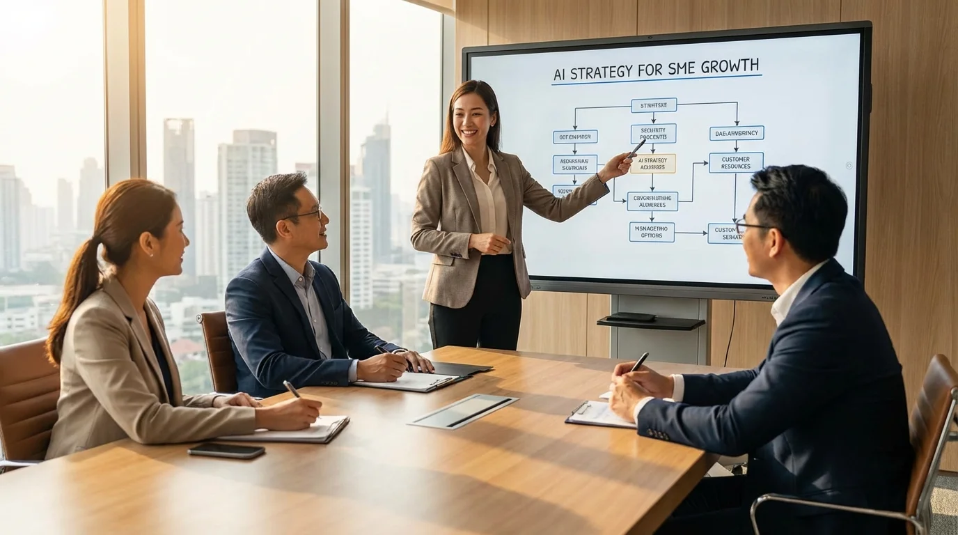 Executive consulting and strategic AI leadership meeting